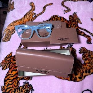Burberry Light Blue Cat-Eye Glasses with Brown Case